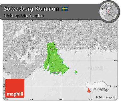Political Map of Sölvesborg Kommun, lighten, desaturated
