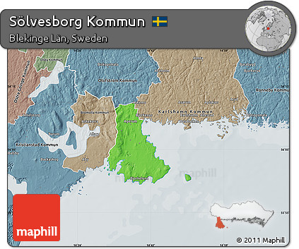 Political Map of Sölvesborg Kommun, semi-desaturated
