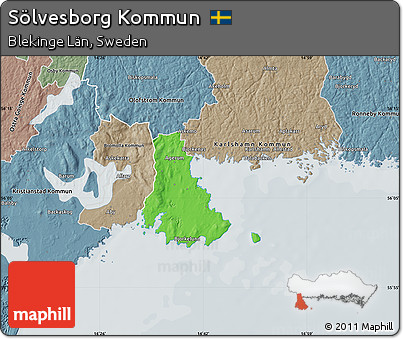 Political Map of Sölvesborg Kommun, semi-desaturated