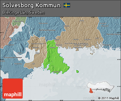 Political Map of Sölvesborg Kommun, semi-desaturated