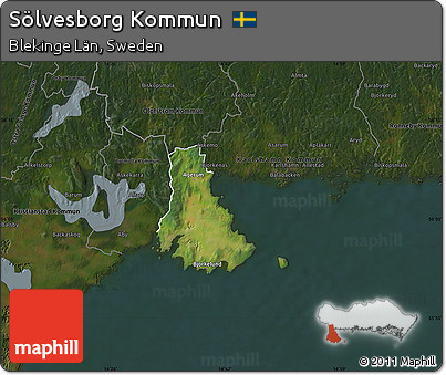 Satellite Map of Sölvesborg Kommun, darken
