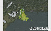 Satellite Map of Sölvesborg Kommun, darken, semi-desaturated