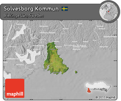 Satellite Map of Sölvesborg Kommun, lighten, desaturated
