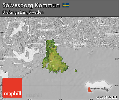 Satellite Map of Sölvesborg Kommun, lighten, desaturated