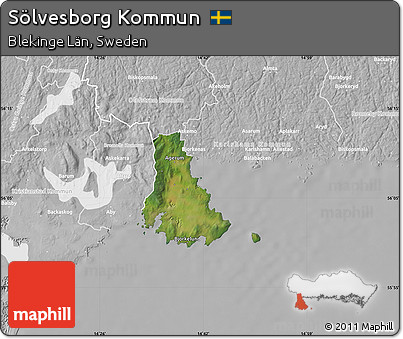 Satellite Map of Sölvesborg Kommun, lighten, desaturated