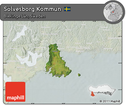Satellite Map of Sölvesborg Kommun, lighten