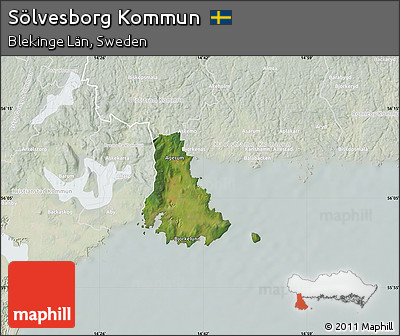 Satellite Map of Sölvesborg Kommun, lighten
