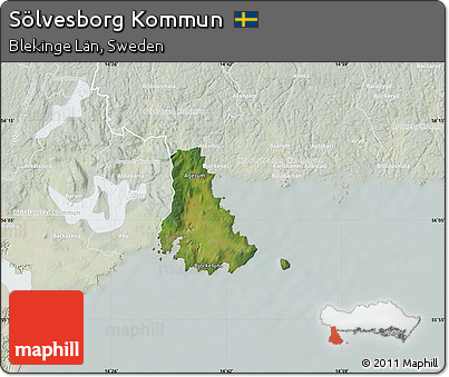 Satellite Map of Sölvesborg Kommun, lighten