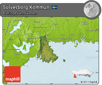 Satellite Map of Sölvesborg Kommun, physical outside