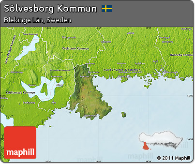 Satellite Map of Sölvesborg Kommun, physical outside