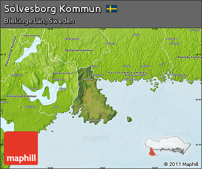 Satellite Map of Sölvesborg Kommun, physical outside