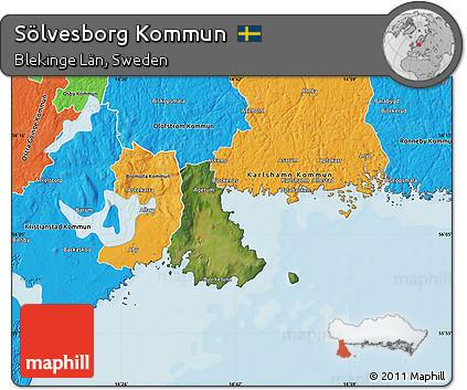 Satellite Map of Sölvesborg Kommun, political outside