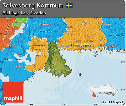 Satellite Map of Sölvesborg Kommun, political outside