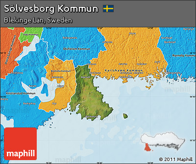 Satellite Map of Sölvesborg Kommun, political outside