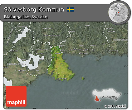 Satellite Map of Sölvesborg Kommun, semi-desaturated