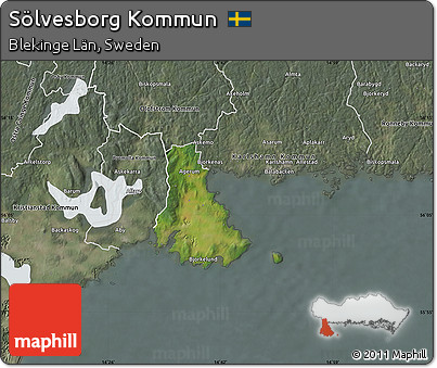Satellite Map of Sölvesborg Kommun, semi-desaturated