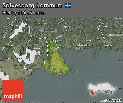 Satellite Map of Sölvesborg Kommun, semi-desaturated