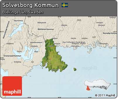 Satellite Map of Sölvesborg Kommun, shaded relief outside