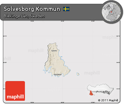 Shaded Relief Map of Sölvesborg Kommun, cropped outside