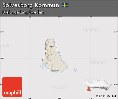 Shaded Relief Map of Sölvesborg Kommun, cropped outside