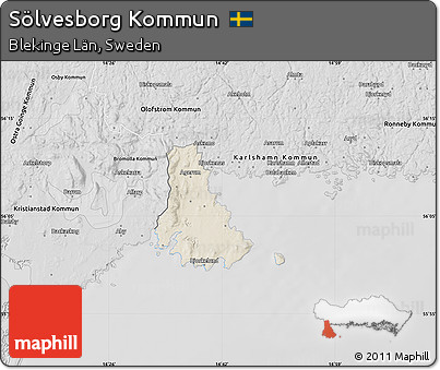 Shaded Relief Map of Sölvesborg Kommun, desaturated