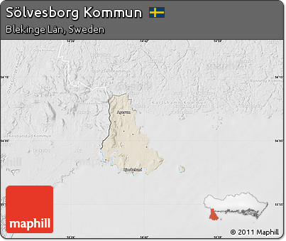Shaded Relief Map of Sölvesborg Kommun, lighten, desaturated
