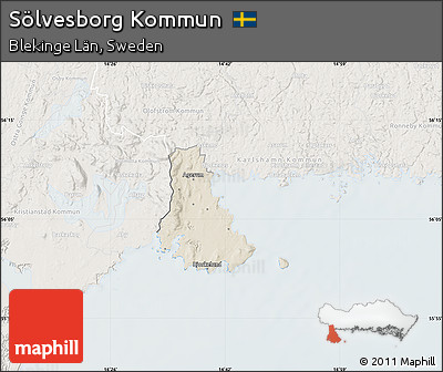 Shaded Relief Map of Sölvesborg Kommun, lighten