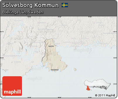 Shaded Relief Map of Sölvesborg Kommun, lighten