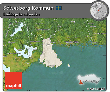Shaded Relief Map of Sölvesborg Kommun, satellite outside