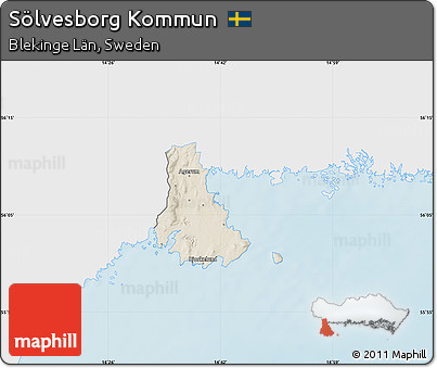 Shaded Relief Map of Sölvesborg Kommun, single color outside