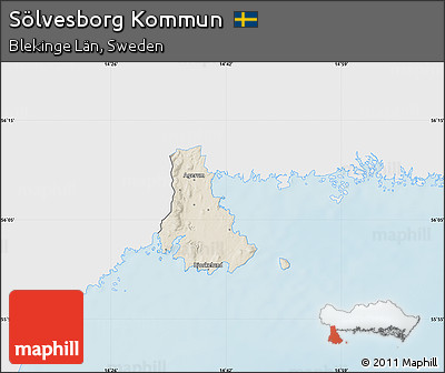Shaded Relief Map of Sölvesborg Kommun, single color outside