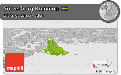 Physical Panoramic Map of Sölvesborg Kommun, lighten, desaturated
