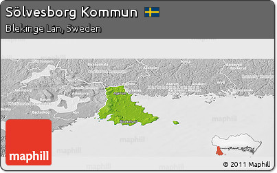 Physical Panoramic Map of Sölvesborg Kommun, lighten, desaturated