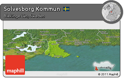 Physical Panoramic Map of Sölvesborg Kommun, satellite outside