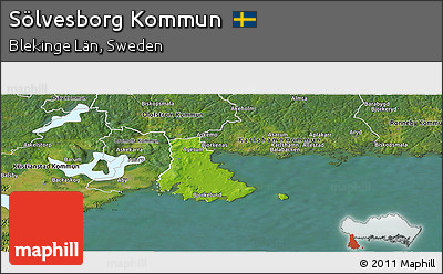 Physical Panoramic Map of Sölvesborg Kommun, satellite outside