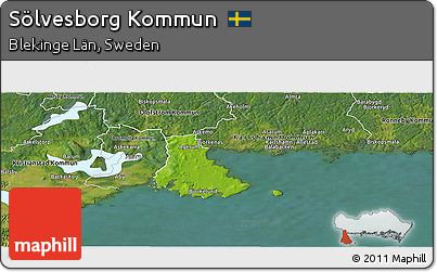 Physical Panoramic Map of Sölvesborg Kommun, satellite outside