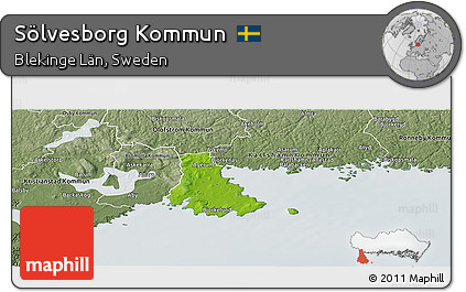 Physical Panoramic Map of Sölvesborg Kommun, semi-desaturated
