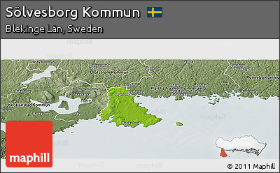Physical Panoramic Map of Sölvesborg Kommun, semi-desaturated
