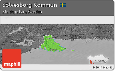 Political Panoramic Map of Sölvesborg Kommun, darken, desaturated