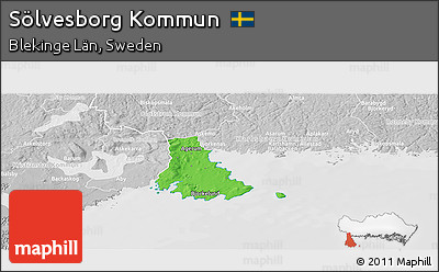 Political Panoramic Map of Sölvesborg Kommun, lighten, desaturated