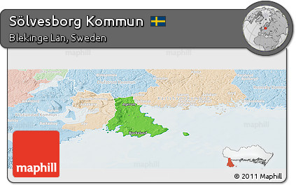 Political Panoramic Map of Sölvesborg Kommun, lighten
