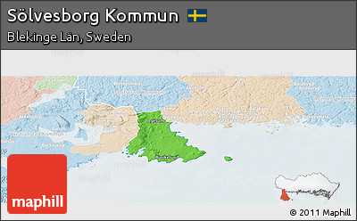 Political Panoramic Map of Sölvesborg Kommun, lighten