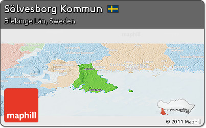 Political Panoramic Map of Sölvesborg Kommun, lighten