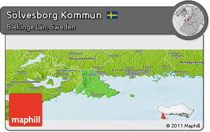 Political Panoramic Map of Sölvesborg Kommun, physical outside