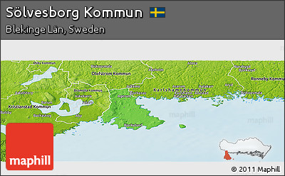 Political Panoramic Map of Sölvesborg Kommun, physical outside