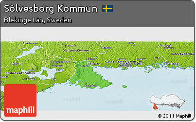 Political Panoramic Map of Sölvesborg Kommun, physical outside