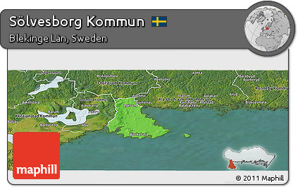 Political Panoramic Map of Sölvesborg Kommun, satellite outside