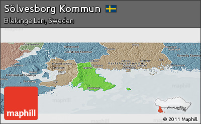 Political Panoramic Map of Sölvesborg Kommun, semi-desaturated