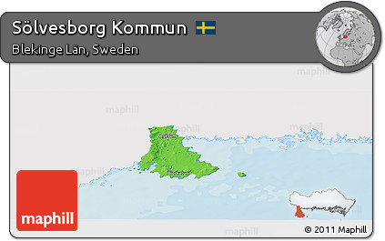 Political Panoramic Map of Sölvesborg Kommun, single color outside