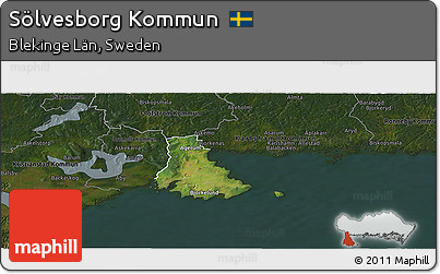 Satellite Panoramic Map of Sölvesborg Kommun, darken